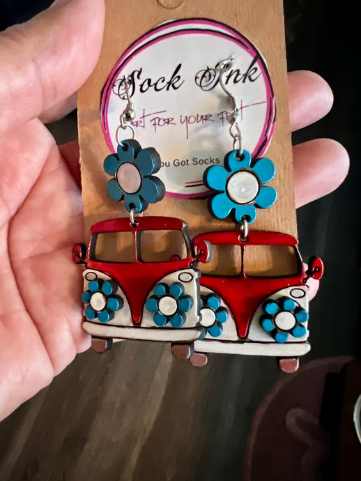 Retro red VW Bus earrings