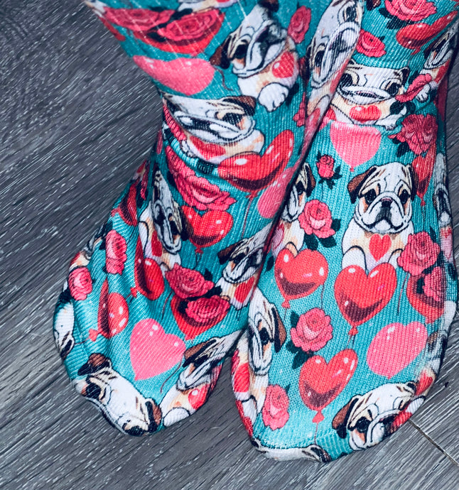 Frenchie Love Valentine socks