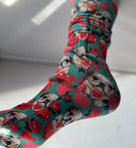 Frenchie Love Valentine socks
