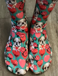 Frenchie Love Valentine socks