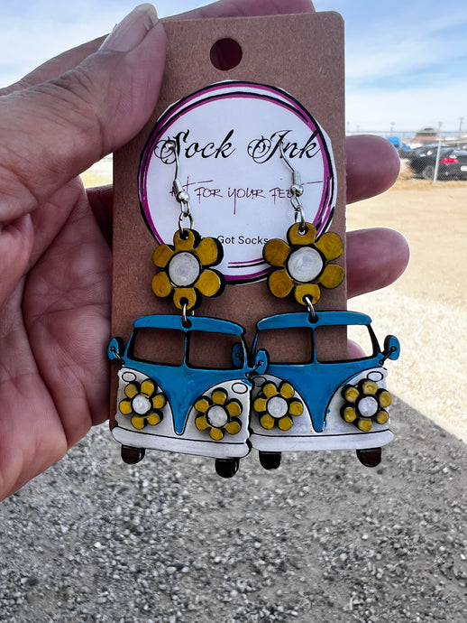 Retro Blue VW Bus earrings