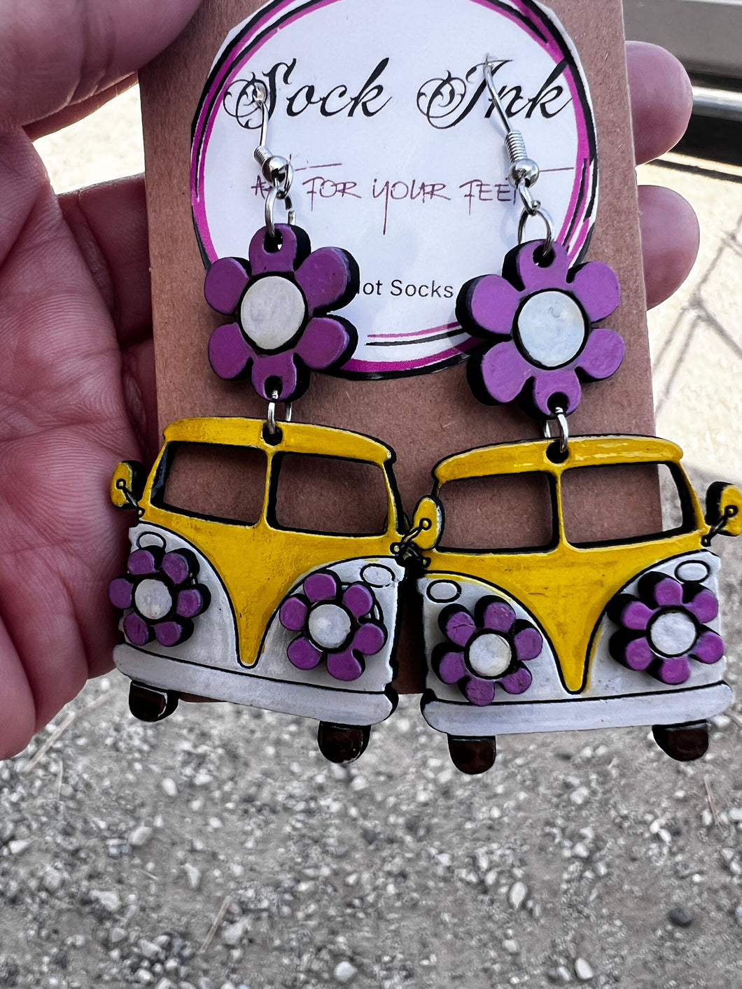 Retro yellow VW Bus earrings
