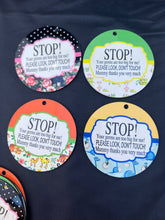 Car seat/ stroller do not touch  baby germ sign tag