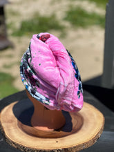 Pink skulls with flowers towel turban/hair wrap