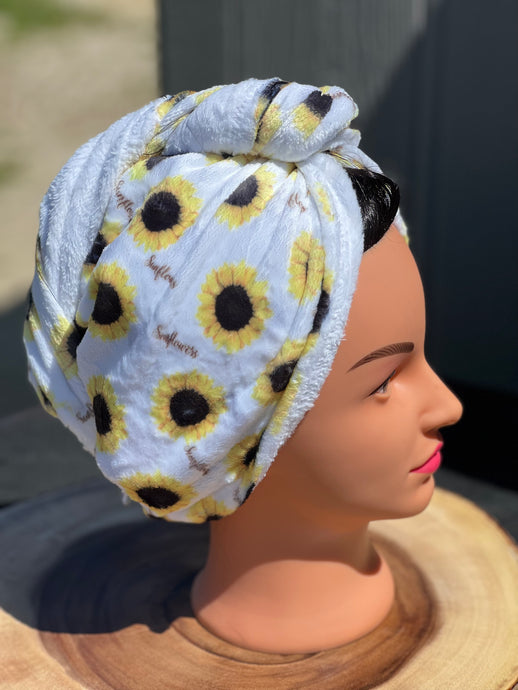 Sunflowers towel turban/hair wrap