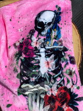 Pink skulls with flowers towel turban/hair wrap