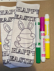 Easter bunny coloring socks
