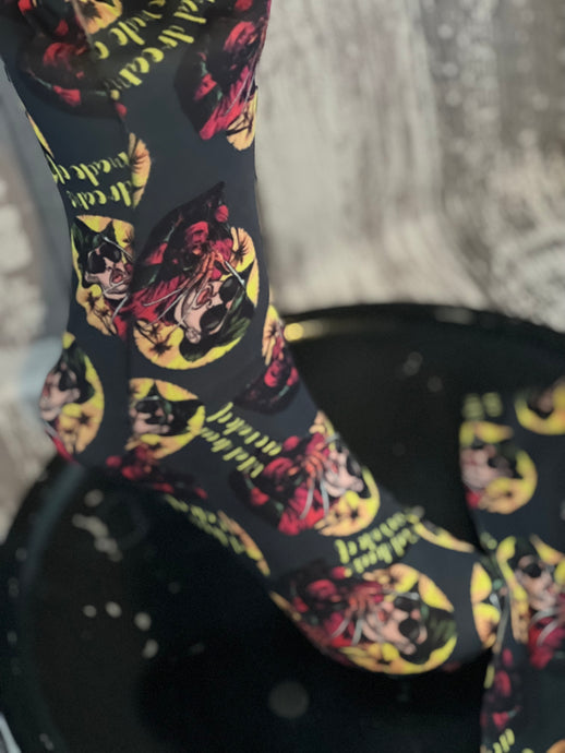 Bad Bunny Freddie Krugar print knee high stockings/socks